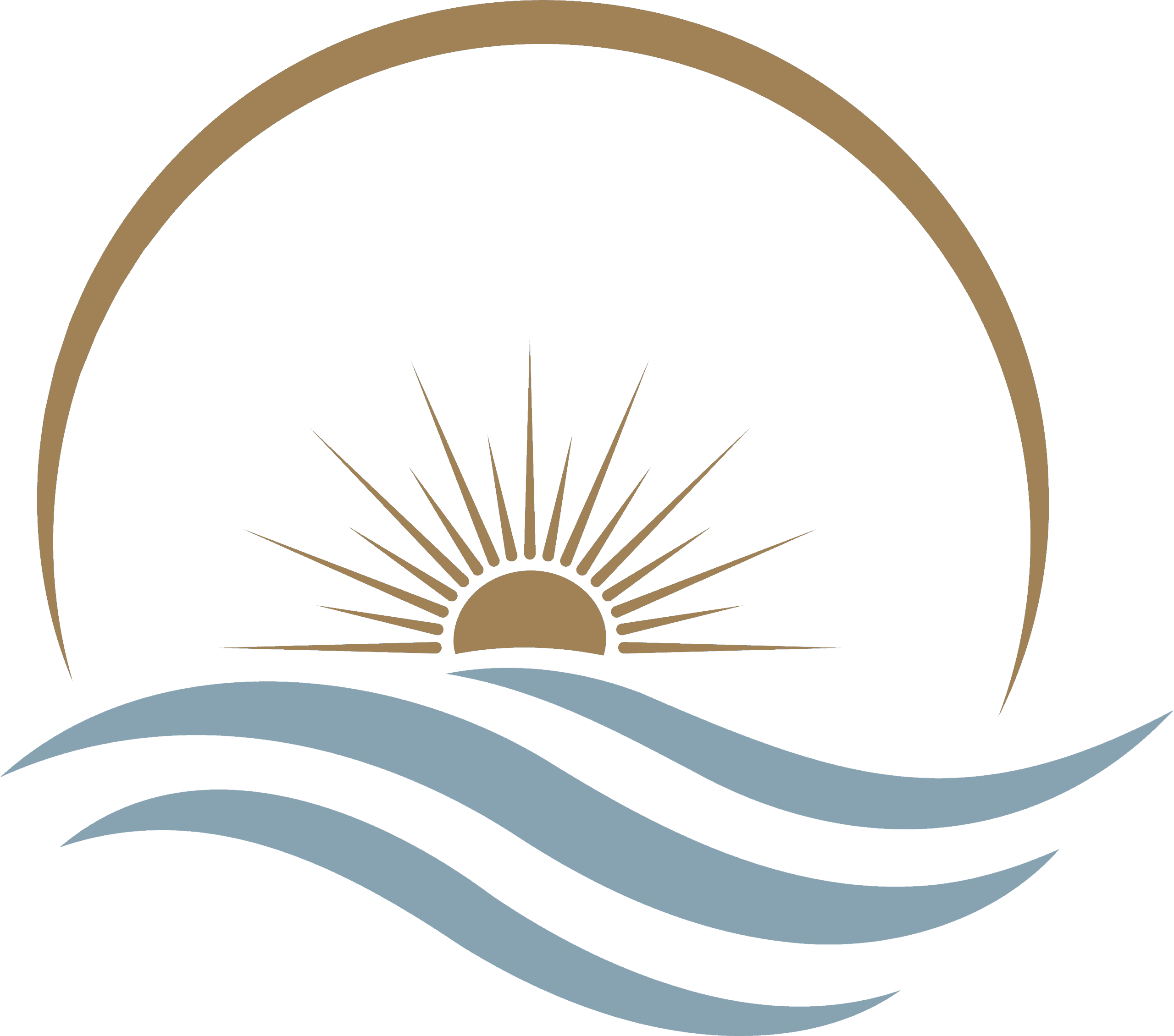 Kaitlin McMillan site logo with sunrise over waves.